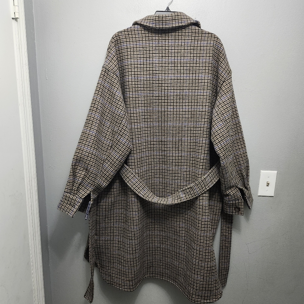 Vero moda curve women's long wool blend Shacket size 20 plaid new with ta… - Picture 6 of 10